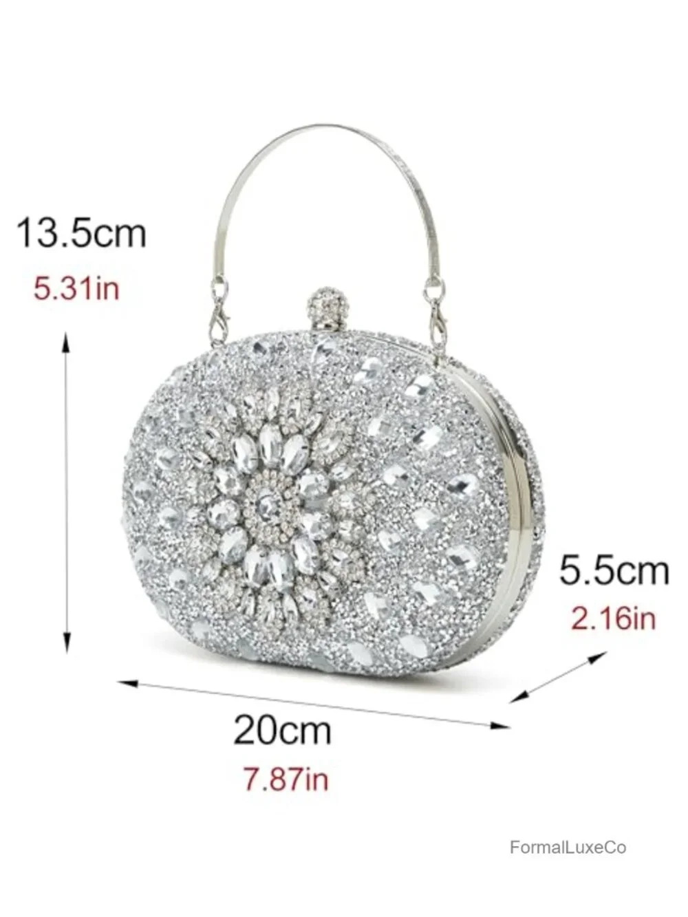 Double Sided Rhinestone Clutch Evening Bag Crystal Diamond Wristlet Wrist Purse